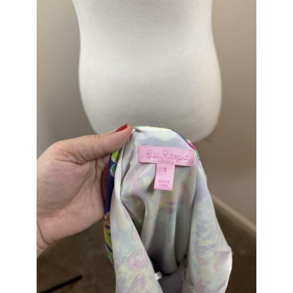 Lilly Pulitzer Silk Shift Tank Dress Small Poppy Toucan Play Print Low Back - Picture 4 of 14